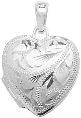 Treasure House Sterling Silver Heart Shaped Pattern Cut Locket G6895