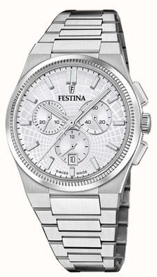 Festina Swiss Made Rivé Quartz Chronograph (42.5mm) Silver Dial / Stainless Steel Bracelet F20059/1