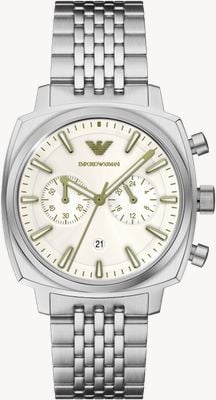 Emporio Armani Quartz Chronograph (40mm) Ivory Sunray Dial / Stainless Steel Bracelet AR11800