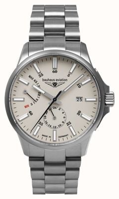 Bauhaus Aviation Titanium Automatic Power-Reserve (42mm) Beige Luminous Dial / Titanium Bracelet 2860M5