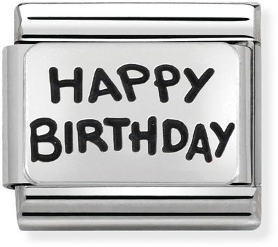 Nomination Classic Happy Birthday Oxidised Sterling Silver & Steel Charm 330102/41