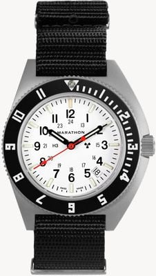 Marathon Arctic Edition SSNAV-D Steel Navigator Date Quartz (41mm) White Dial / Black Nylon Defstan Strap WW194013SS-0503