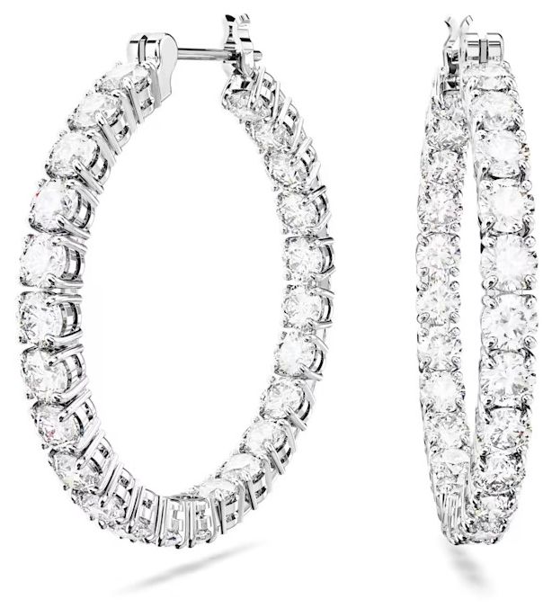 Swarovski 5647715 Matrix Hoop Earrings Round cut, White, Jewellery