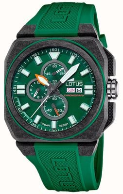 Lotus Carbon Fiber Square Chrono (45.4mm) Green Dial / Green Rubber Strap L18976/2