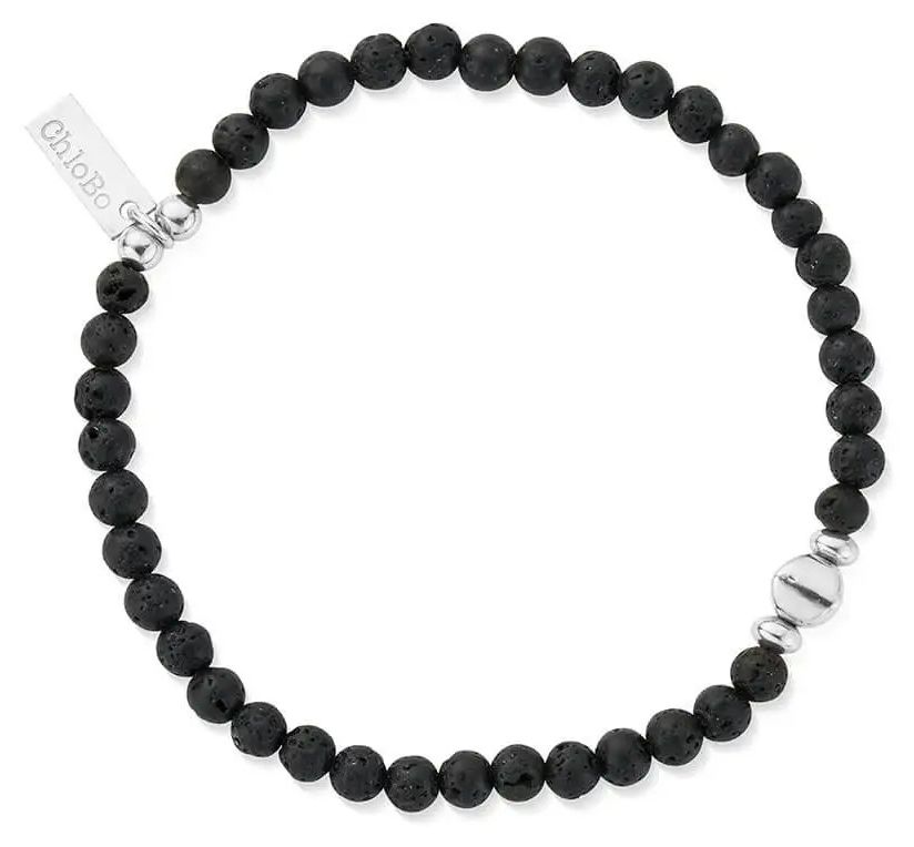ChloBo SBBLBULM MAN Black Lava Bracelet - 925 Sterling Jewellery