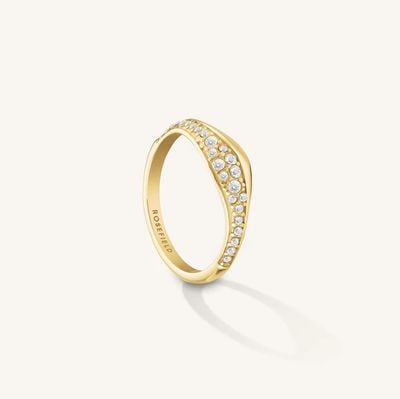 Rosefield Jewellery Pave Wave Ring Gold Plated Satinless Steel Size 52 JRPW52G-J1266