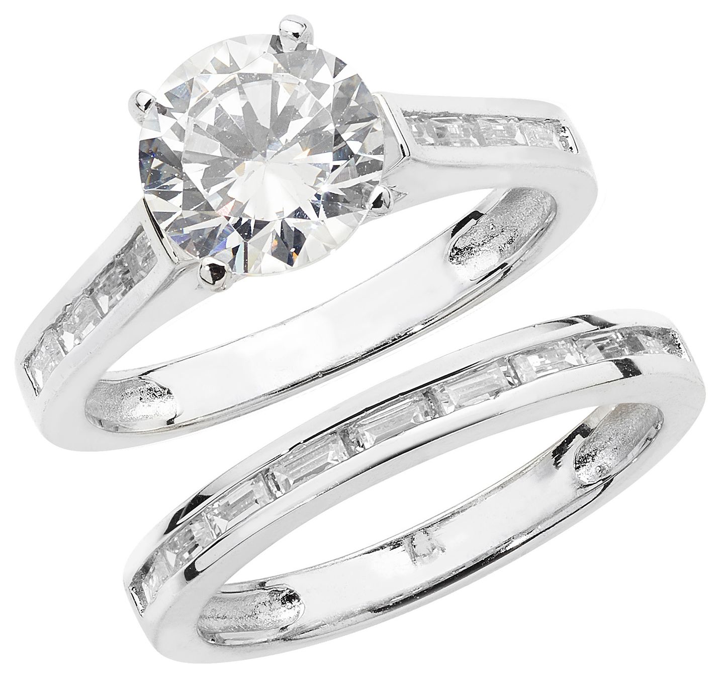 James Moore TH G7479/M LADIES SILVER BRIDAL CZ SET BAND & Jewellery