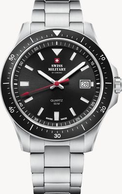 Swiss Military by Chrono Men's Sports (42mm) Black Dial / Stainless Steel Bracelet SM34082.01