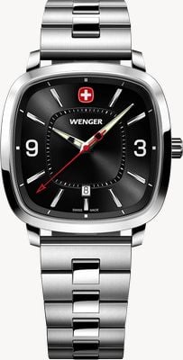 Wenger Vintage Sport Quartz (37mm) Black Sunburst Dial / Stainless Steel Bracelet 01.1921.108