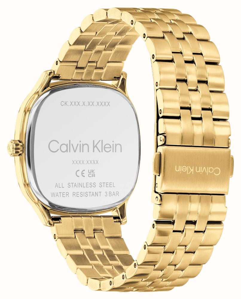 Calvin Klein CK Shape Quartz (37mm) Silver Sunray Dial / Gold PVD Stainless Steel Bracelet 25200582 - alternate view 3