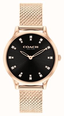 Coach Women's Chelsea (32mm) Black Dial / Rose Gold Stainless Steel Mesh Bracelet 14504217