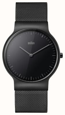 Braun BN0211 Classic Slim Quartz (38mm) Black Dial / Black PVD Stainless Steel Mesh Bracelet Watch BN0211BBKMHG
