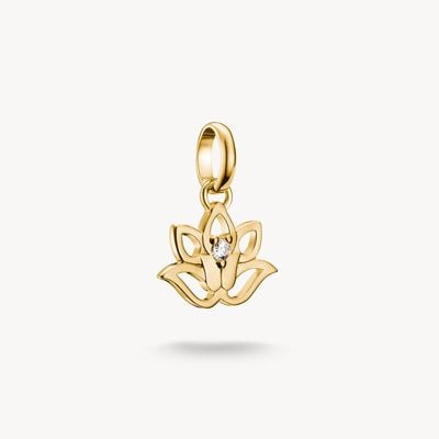 Thomas Sabo Gold-Plated Lotus Flower Charm Pendant with Stones Connect CC1204-414-14