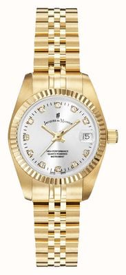 Jacques Du Manoir Inspiration Crystal (26mm) Silver Dial / Gold PVD Stainless Steel Bracelet NRO.12