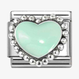 Nomination Composable Classic SIMBOLI 1 In Acciaio, Smalto E Arg. 925 Cuore Bombato Verde Pastello 330204/35