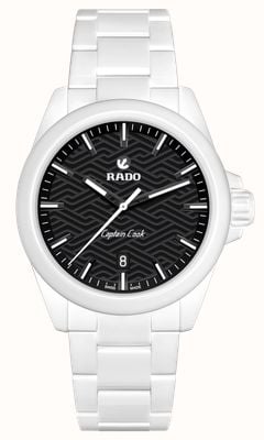 RADO Captain Cook Discover Automatic (40.7mm) Black Wave-Pattern Dial / White High-Tech Ceramic Bracelet R32278162