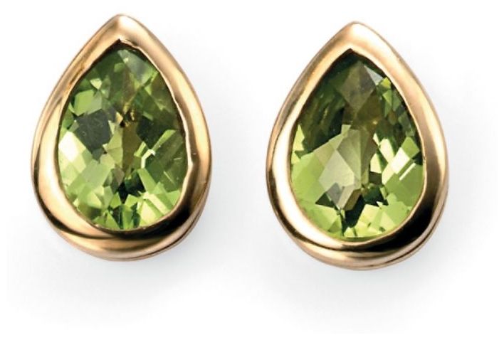 Elements Gold GE489G 9ct Yellow Gold  Peridot Teardrop Stud Jewellery