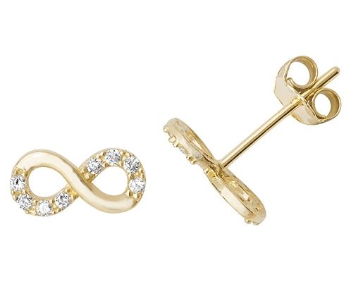 Treasure House ES505 9k Yellow Gold Cubic Zirconia Infinity Jewellery