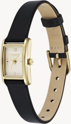 Olivia Burton 16mm Mini Grove Gold & Black Leather Strap 24000437