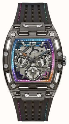 Guess PHOENIX Multifunction (42mm) Skeleton Dial / Black Silicone Strap GW0499G14