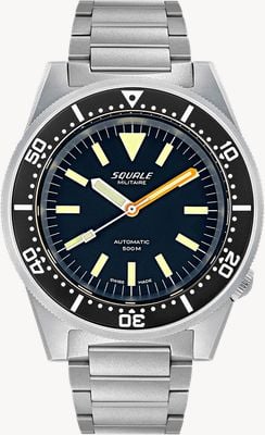 Squale 1521 Militaire Blasted (42mm) Black Dial / Blasted Stainless Steel Bracelet Watch 1521MILBL.SQ20S