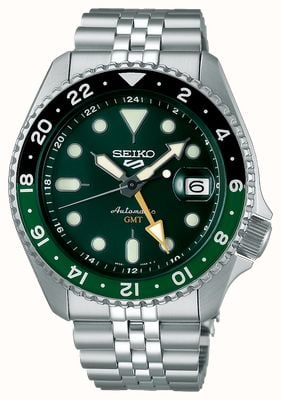 Seiko 5 Sports SKX GMT Bi-Colour Green Green Dial / Stainless Steel Bracelet SSK035K1