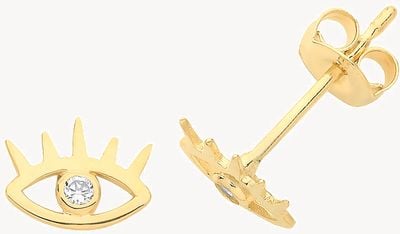 Treasure House 9ct Yellow Gold Cubic Zirconia Eye Stud Earrings ES1607