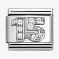 Nomination Classic Silver "15" Zirconia Charm 330304/49