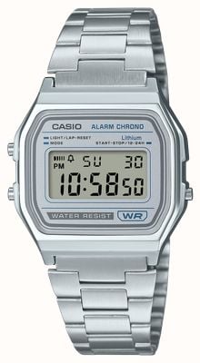 Casio Vintage Alarm Chrono (33.2mm) Blue Digital Dial / Stainless Steel Bracelet A158WEA-7EF