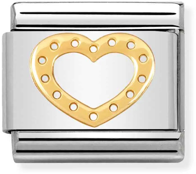 Nomination Classic Love Heart 18ct Gold & Steel Charm 030116/19