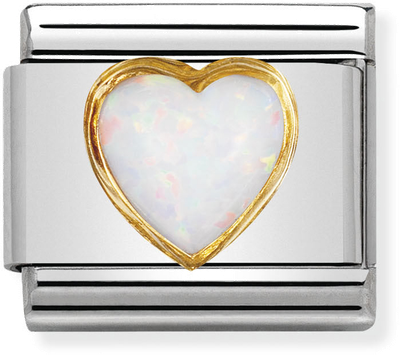 Nomination Classic White Opal 18ct Gold & Steel Charm 030501/07