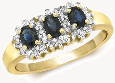 Treasure House 9k Yellow Gold Diamond Oval Sapphire Ring RD263S
