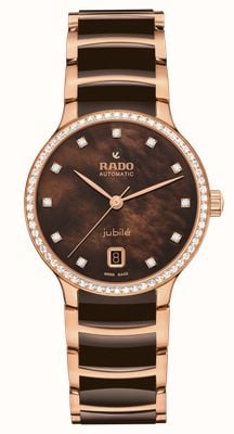 RADO Centrix Automatic Diamonds (35mm) Brown Mother-of-Pearl Dial / Rose-Gold PVD & Brown Ceramic R30230922