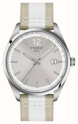 Tissot PR 100 Cycling Quartz (40mm) Patterned Grey Dial / White & Beige Textile Strap T1504101703700