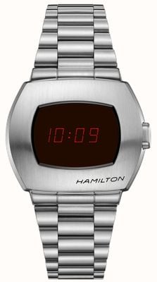 Hamilton American Classic PSR Digital Quartz (40.8mm) Black & Red Display / Stainless Steel Bracelet H52414130
