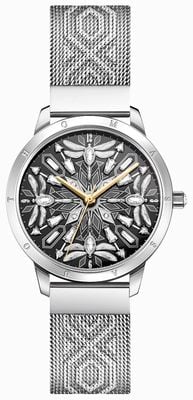 Thomas Sabo Women's Spirit Magic Garden (33mm) Black Silver Dragonfly Crystal Dial / Steel Mesh Bracelet WA0423-201-201-33 MM