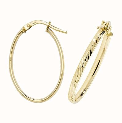 James Moore TH 9k Yellow Gold Oval Hoop Earrings ER1042-V3