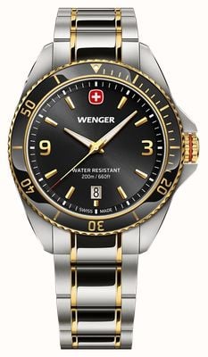 Wenger Executive Quartz (40mm) Black Sunburst Dial / Two-Tone Stainless Steel Bracelet 01.2031.104
