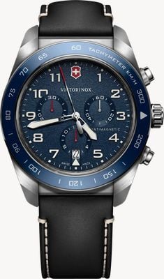 Victorinox Swiss Army Quartz Chronograph (42mm) Blue Dial / Black Leather Strap 242047