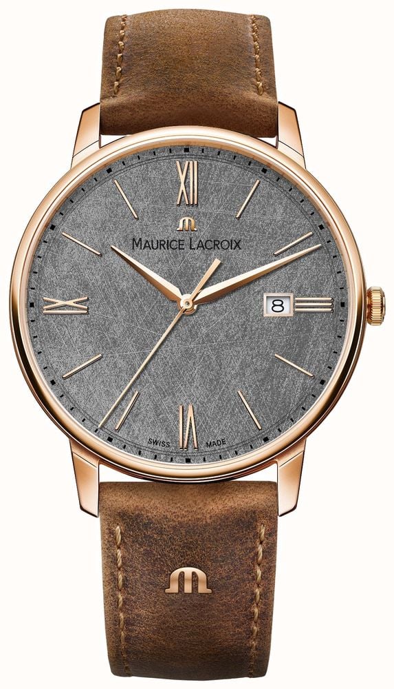 Maurice Lacroix Eliros Date Textured Dial Brown Leather Strap EL1118 PVP01 210 1 First Class Watches