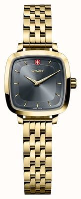 Wenger Vintage Classic Quartz (27mm) Grey Sunburst Dial / Gold PVD Stainless Steel Bracelet 01.1911.106