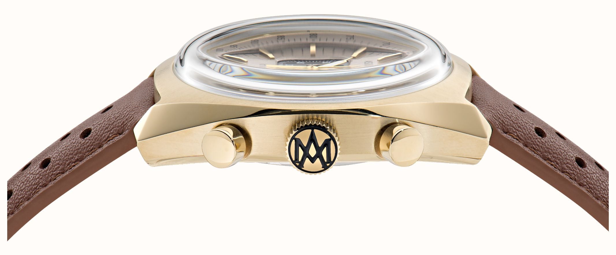 Aston Martin Timeless Quartz Chronograph (43mm) Champagne Dial / Brown Leather Strap MTTS2F502 - alternate view 3