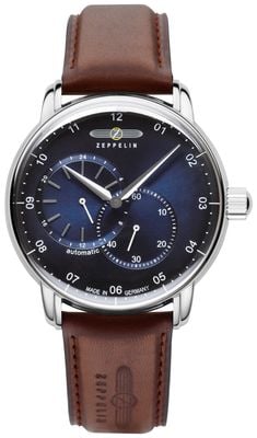 Zeppelin Captain's Line Small-Seconds Automatic (42mm) Blue Dial / Brown Leather Strap 8662-3