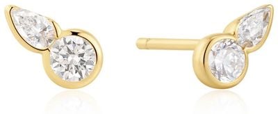 Ania Haie Gold Bezel Round & Teardrop Stud Earrings E076-01G