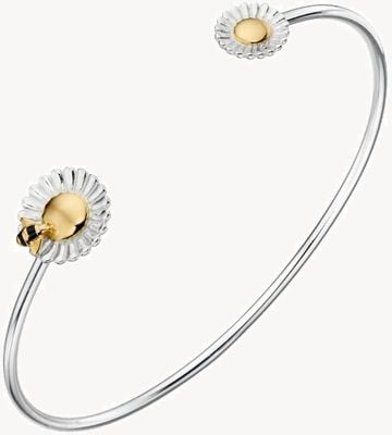 Elements Silver Silver / Gold Plated Bee Daisy Bangle B5220