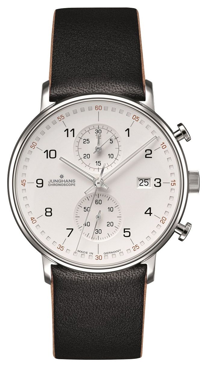 Junghans 41/4771.00 FORM C Chronoscope Calfskin Black Strap Watch