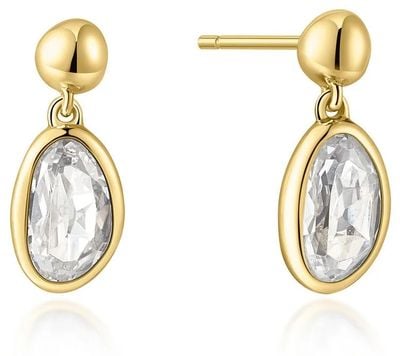Ania Haie Gold Bezel Organic Pebble Dangle Stud Earrings E076-06G