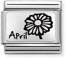 Nomination Classic April Birthstone Diamond Sterling Silver & Steel Charm 330112/16