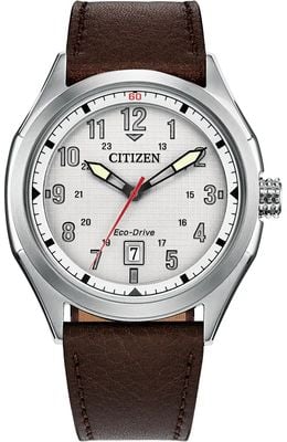 Citizen Eco-Drive Terra Force (41mm) Silver Dial / Brown Leather Strap AW1890-19B