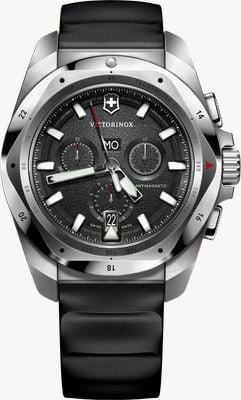 Victorinox I.N.O.X. Chrono (43mm) Black Dial / Black Rubber Strap Watch 241983